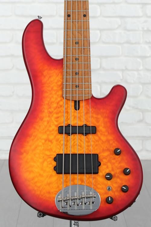 Lakland Skyline 55-02 Deluxe Bass Guitar - Satin Cherryburst with Roasted  Maple Fingerboard