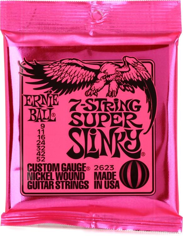 Ernie Ball Ernie Ball 2623 Nickel Wound Electric Guitar Strings 09-52 7-String Super Slinky 749699126232 