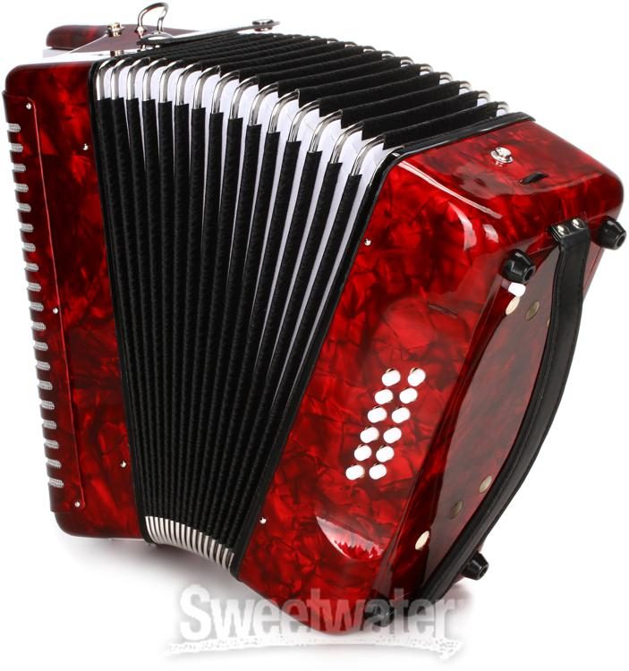 Red Hohner Accordions 1303-RED 12 Bass 37-Key Entry Level Piano Accordion 
