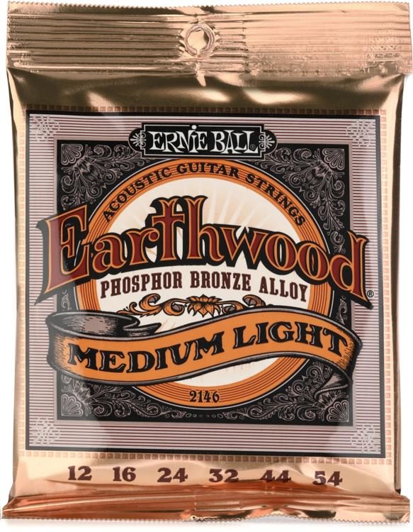 .012-.054 Medium Light Ernie Ball EB 2146 Earthwood Phosp Bronze