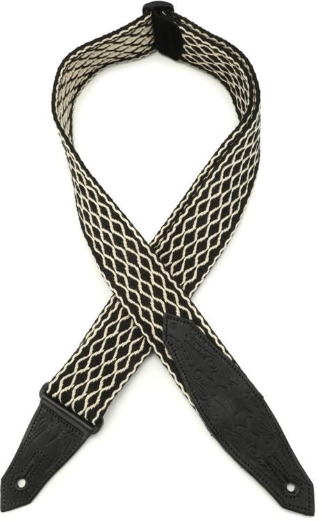 Levy's MSSC80 Heavy-weight Cotton Guitar Strap - Black and White |  Sweetwater