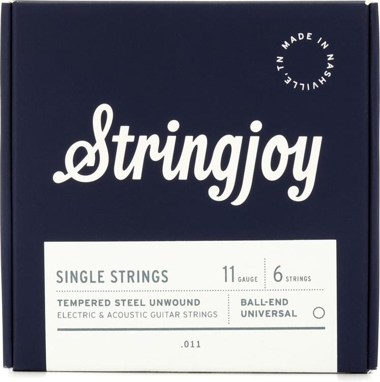 Stringjoy Single Electric or Acoustic Unwound Guitar Strings .011 (6