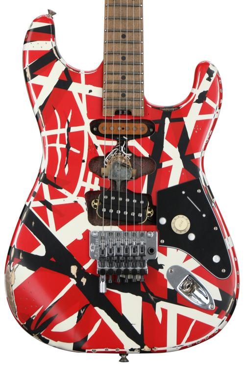 EVH Striped Series Frankenstein Relic - Red/Black/White | Sweetwater