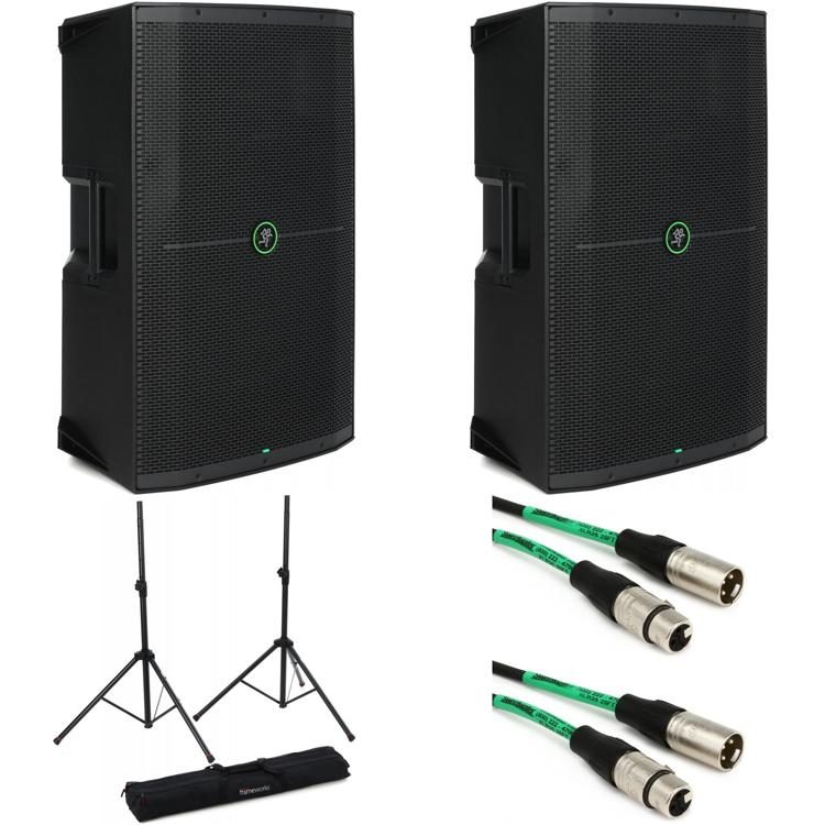Thump215 1,400-watt 15-inch Powered Speaker Pair with Stands and 