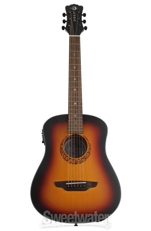 Luna Guitars Safari Tribal 6 String Acoustic/Electric Guitar, Right, Tobacc  アコースティックギター、クラシックギター 魅力的な価格 - www.inpfp.dz