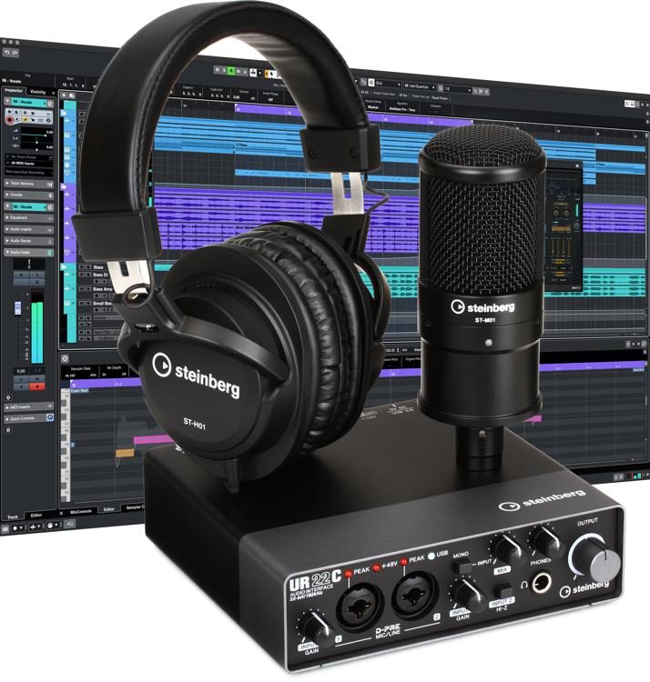 Steinberg UR22C Recording Pack with USB 3.1 Audio Interface, Condenser  Microphone, and Headphones