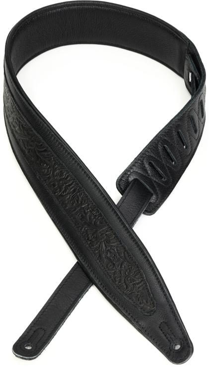 Levy's M317FG Garment Leather Guitar Strap - Black | Sweetwater