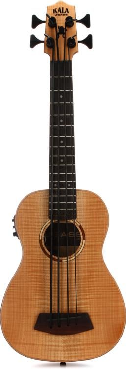 Short Scale Acoustic Guitar - Kala U Bass Flame Maple Acoustic Electric Bass Guitar Natural Satin Sweetwater