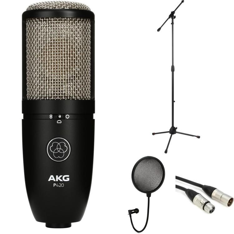 XLR Cable Boom Mic Stand AKG P420 Studio Condenser Microphone 