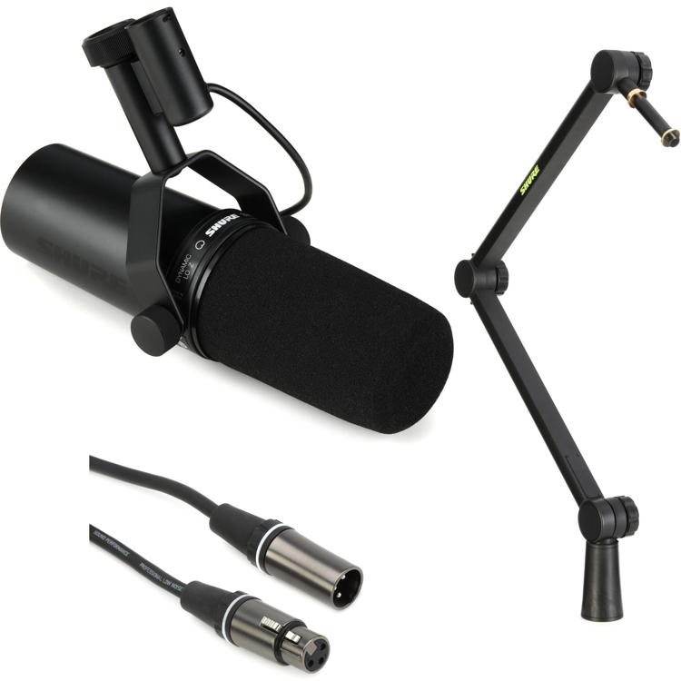 Shure SM7dB Active Dynamic Microphone with Desktop Mic Boom Stand  Sweetwater