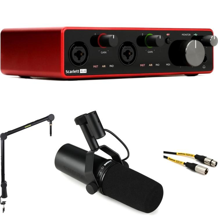Focusrite Scarlett 4i4 3rd Gen USB Interface and Shure SM7B Dynamic