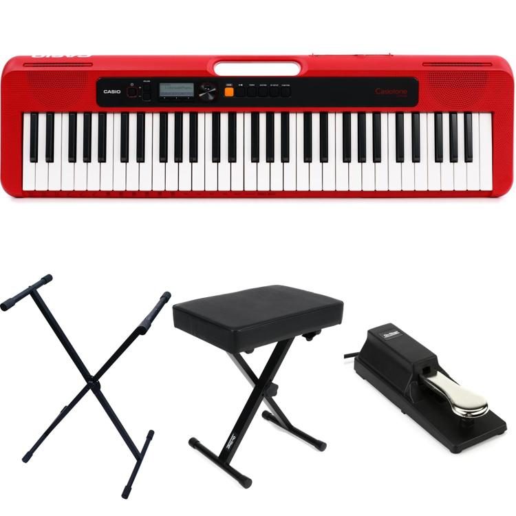 Casio Casiotone CT-S200 61-key Portable Arranger Keyboard Essentials  Bundle- Red Sweetwater