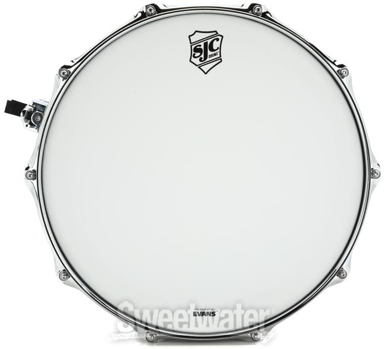 SJC Custom Drums Alpha Aluminum Snare Drum - 6.5-inch x 14-inch, Brushed  Aluminum