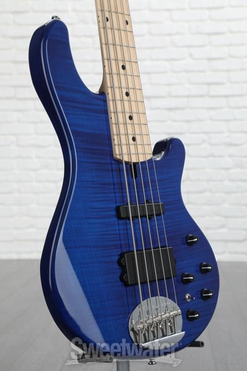 Lakland Skyline 55-02 Deluxe Flame Bass Guitar - Translucent Blue