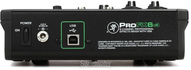 Unpowered 6-Channel w/USB Mackie ProFX Series 6 Mixer ProFX6v3 