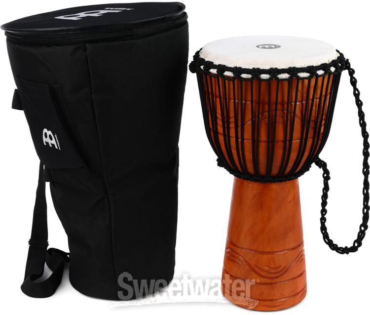 Black Meinl Percussion ADJ7-M African Style Fire Rhythm Series Rope Tuned 10-Inch Wood Djembe 10 x 20 