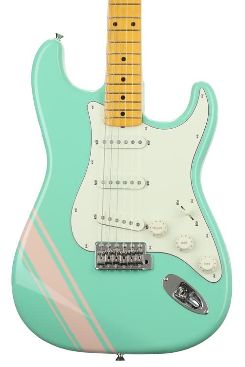 Fender Made in Japan Traditional '50s Stratocaster with Competition Stripe  Surf Green w/ Shell Pink Stripes Sweetwater
