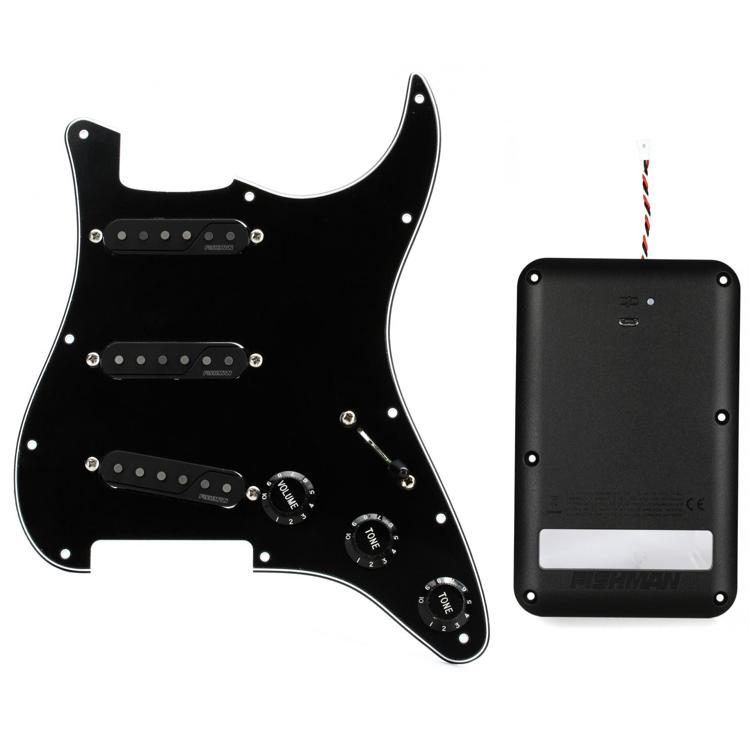 Fishman Fluence Stratocaster Loaded Pickguard - Black with Battery Pack