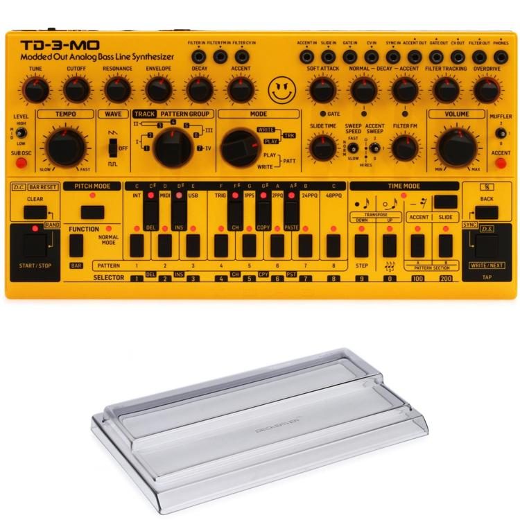 Behringer TD-3-MO-AM Analog Bass Line Synthesizer with Decksaver Cover -  Yellow