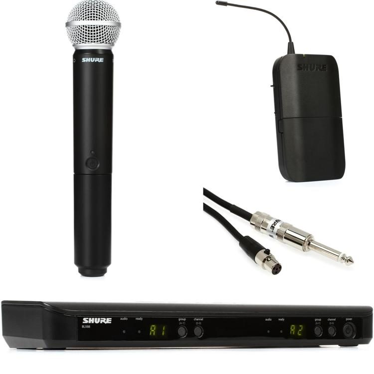 Shure BLX88 Dual Channel Wireless Microphone and Instrument Bundle - H9 Band