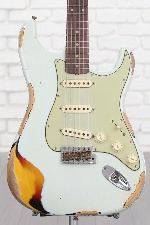 Fender Custom Shop 61 Stratocaster Heavy Relic Super Faded Aged Sonic Blue Over 3 Color 3536