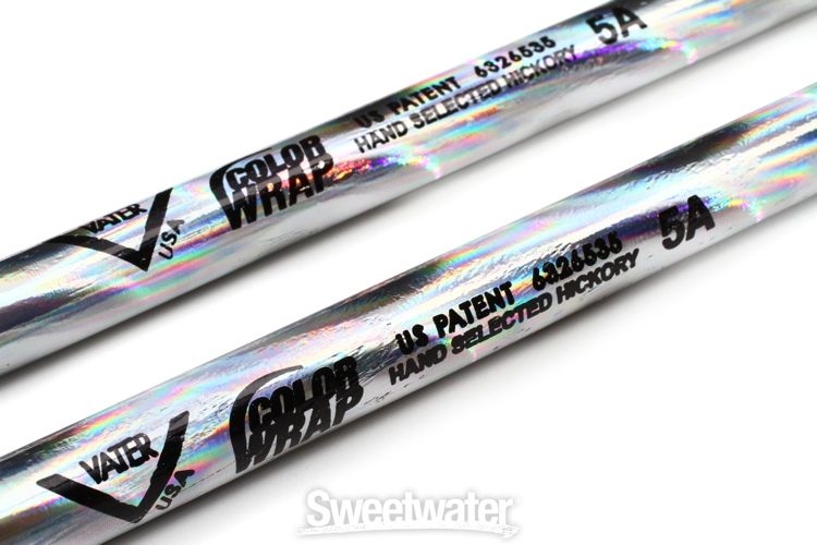 Silver Optic Wood Tip Vater Percussion Color Wrap 5A Drumsticks 