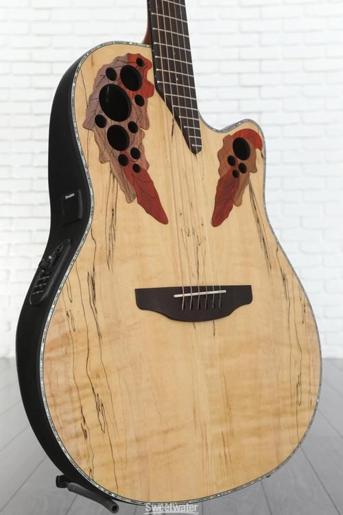 Ovation Celebrity Elite Plus CE44P-SM Mid-Depth Acoustic-Electric Guitar -  Natural Spalted Maple