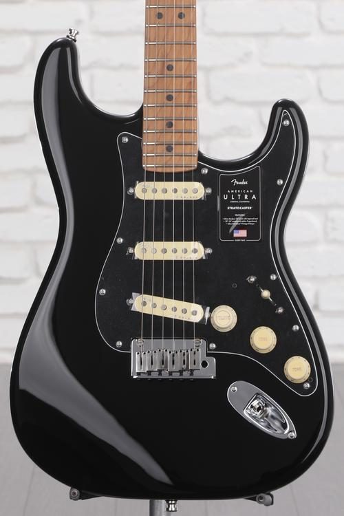 Fender American Ultra Stratocaster - Black with Roasted Maple Fingerboard,  Sweetwater Exclusive