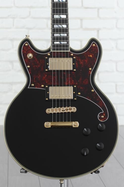 D'Angelico Deluxe Brighton Electric Guitar - Solid Black | Sweetwater