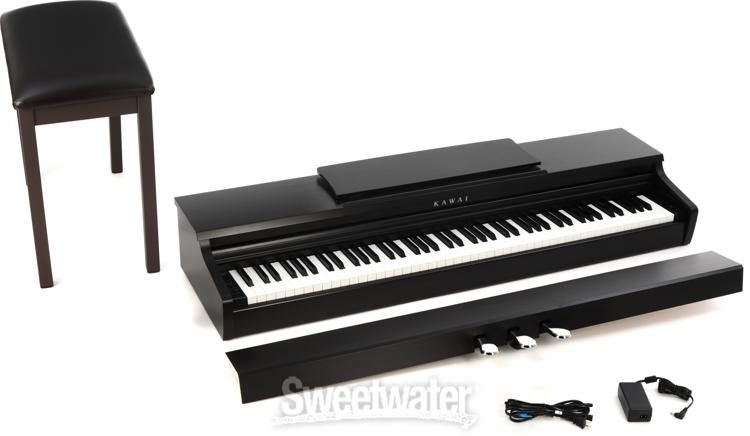 Premium Satin Black Kawai KDP120 88-Key Digital Piano with Bench 