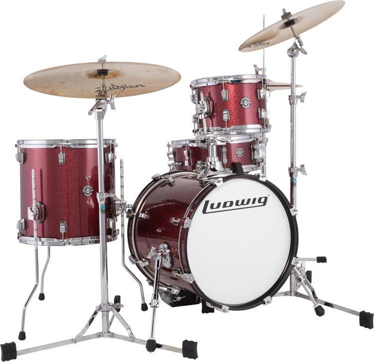 WINE RED SPARKLE Ludwig LUDWIG BREAKBEATS BY QUESTLOVE 4 PIECE DRUM KIT 