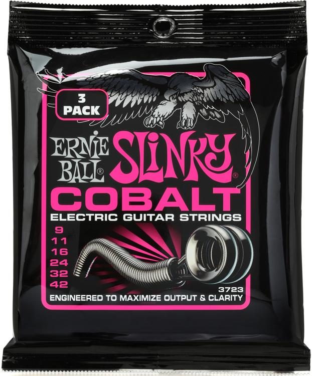 Ernie Ball 3723 Super Slinky Cobalt Electric Guitar Strings .009.042 Factory (3pack