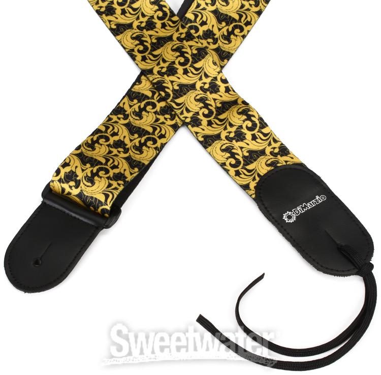 black and gold guitar strap