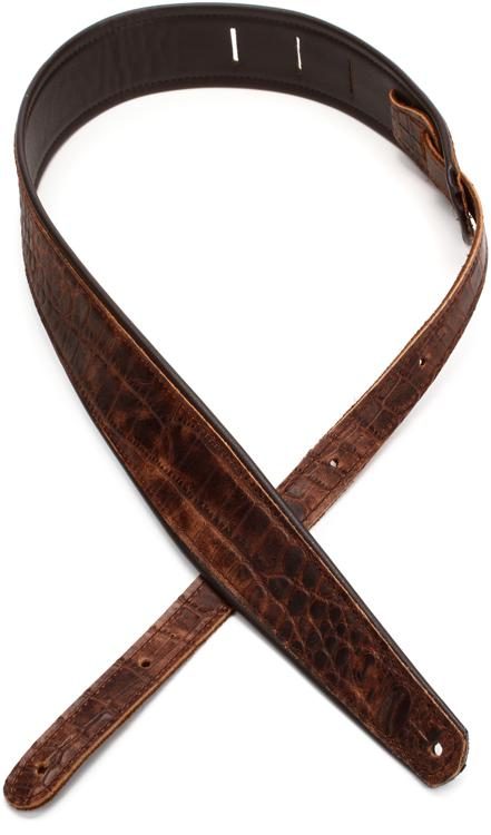 LM Products Premier Guitar Strap - Crocodile, Brown | Sweetwater