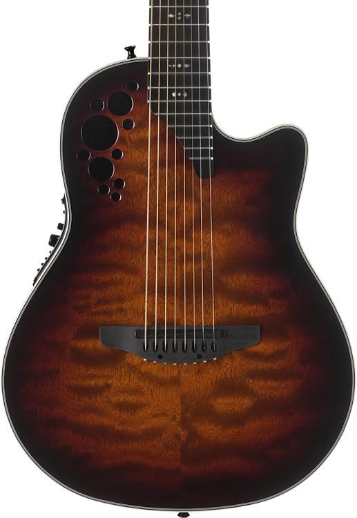 Ovation ExoticWoods Custom Elite 8-string - Sapele Tobacco Burst