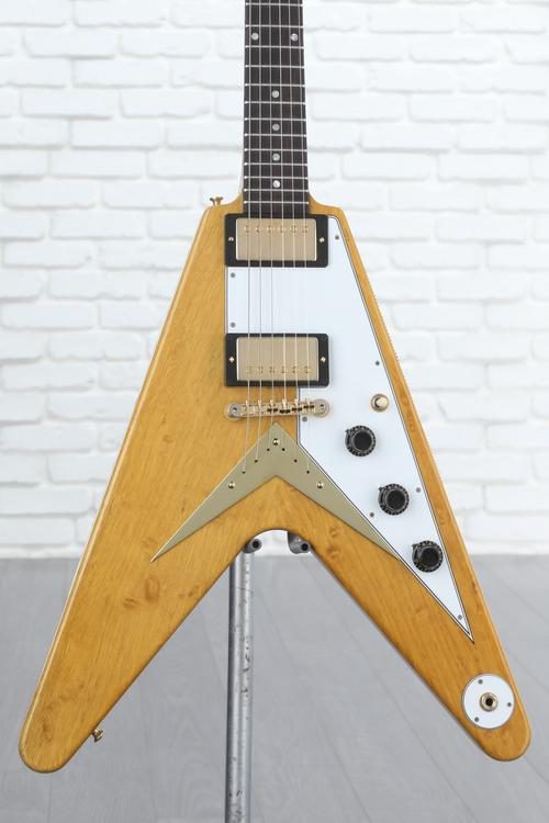 Gibson Custom 1958 Korina Flying V with White Pickguard - Natural