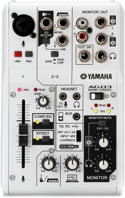 Yamaha AG03 3-channel Mixer and USB Audio Interface | Sweetwater