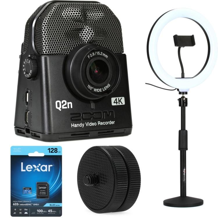 Zoom Q2n-4K Handy Video Recorder with XY Microphone and Ring Light Kit