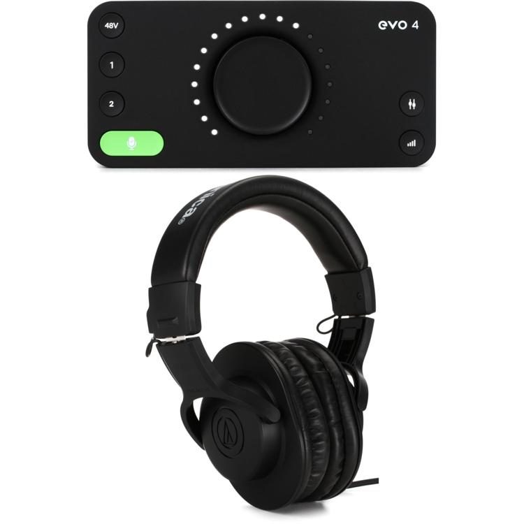 Audient EVO 4 USB Audio Interface and Audio-Technica ATH-M20x Headphones |
