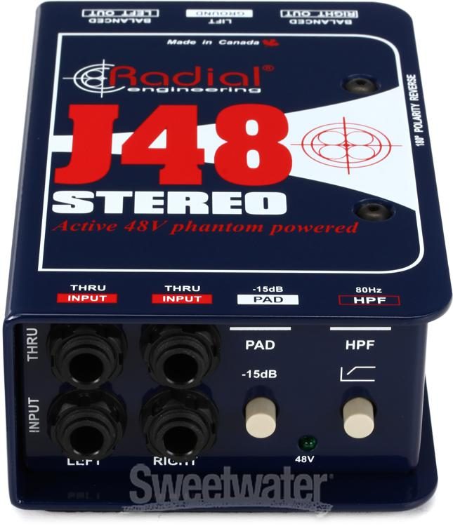 Radial J48 Stereo 2-channel Active Instrument Direct Box | Sweetwater
