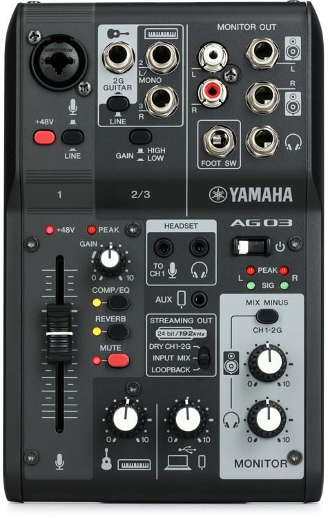 Yamaha AG03 Mk2 3-channel Mixer and USB Audio Interface - Black | Sweetwater