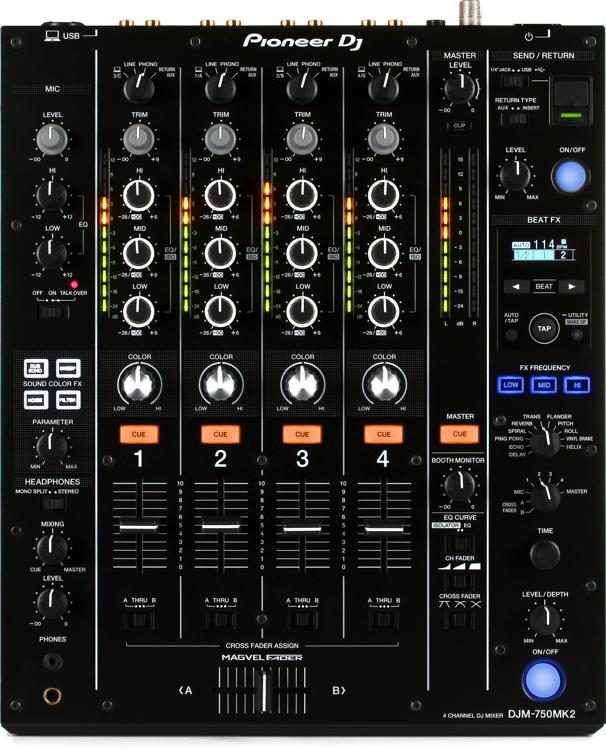 Pioneer DJ DJM-750MK2 4-channel DJ Mixer and Odyssey Hard Case