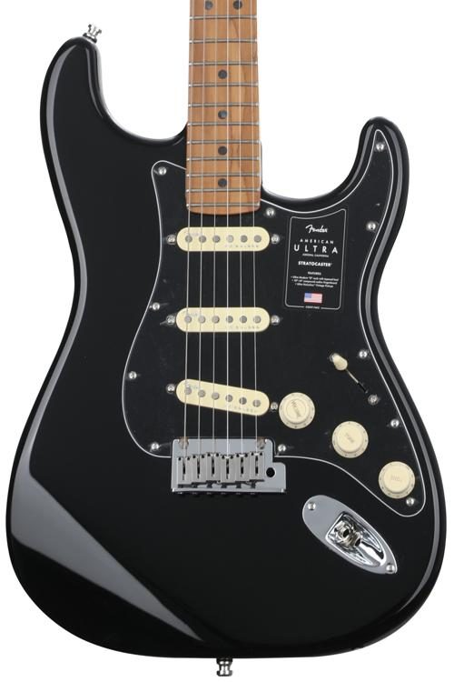 Fender American Ultra Stratocaster - Black with Roasted Maple Fingerboard,  Sweetwater Exclusive