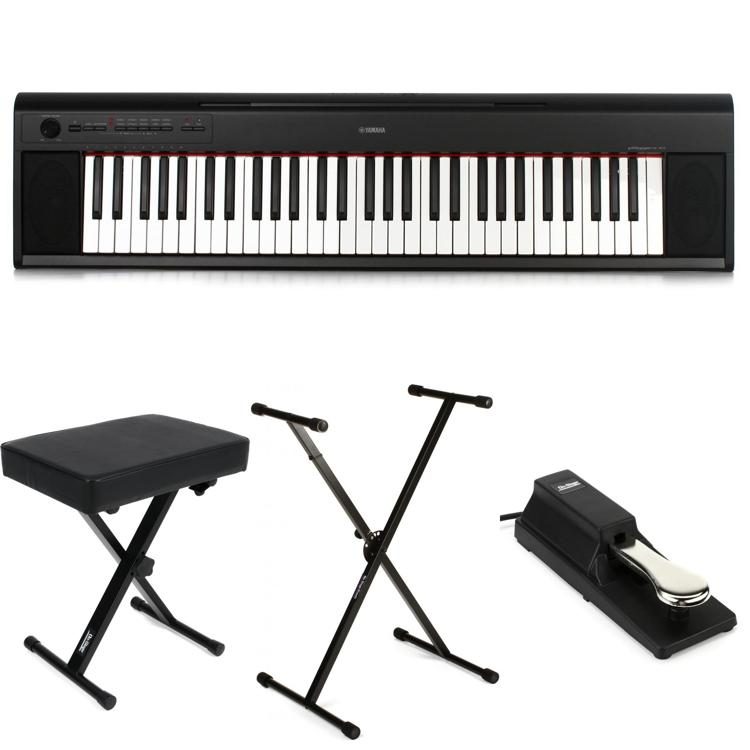 Yamaha Piaggero NP-12 61-key Portable Piano Essentials Bundle - Black