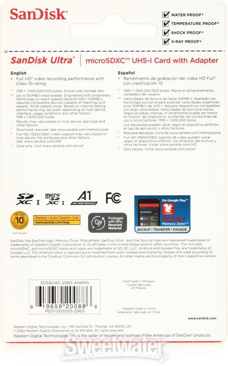 Quagga equilibrium Golden SanDisk Ultra microSDXC Card - 256GB, Class 10, UHS-I | Sweetwater