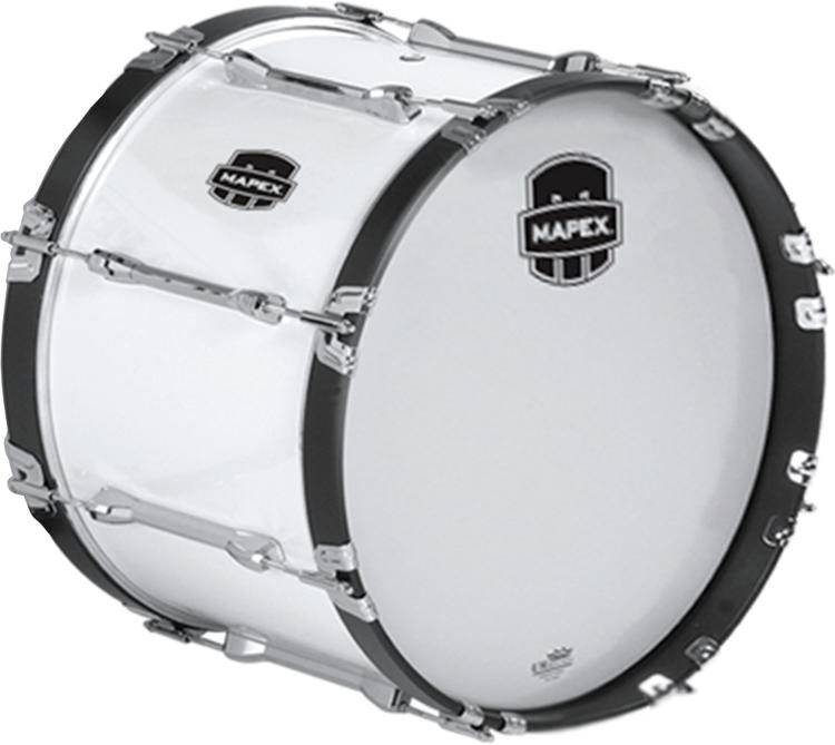 Mapex Qualifier Marching Bass Drum 22inch x 14inch, Gloss White Sweetwater