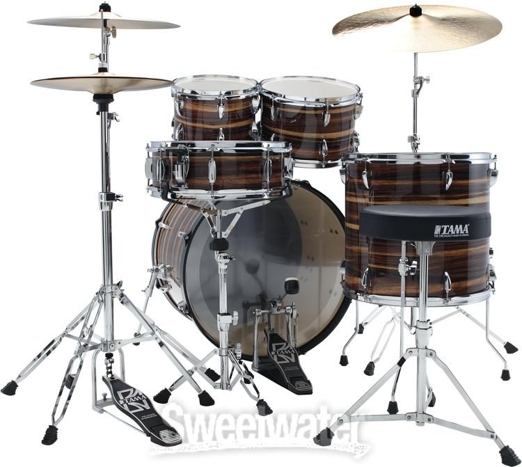 Tama Imperialstar IE62C 6-piece Complete Drum Set with Snare Drum and Meinl Cymbals Blacked Out Black