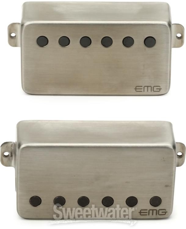 F-spaced Brushed Chrome EMG Dual Mode 57/66 Humbucker 2-piece Pickup Set 