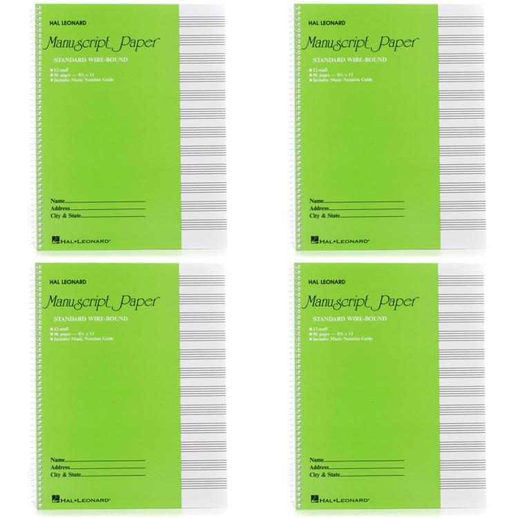 Hal Leonard Standard Wirebound Manuscript Paper (4 Pack) - Green ...