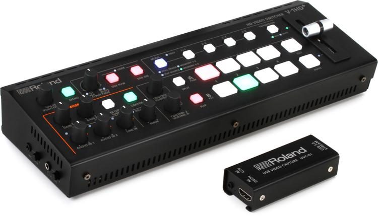 Roland V-1HD+ STR 4-channel HD Video Switcher Livestreaming Bundle